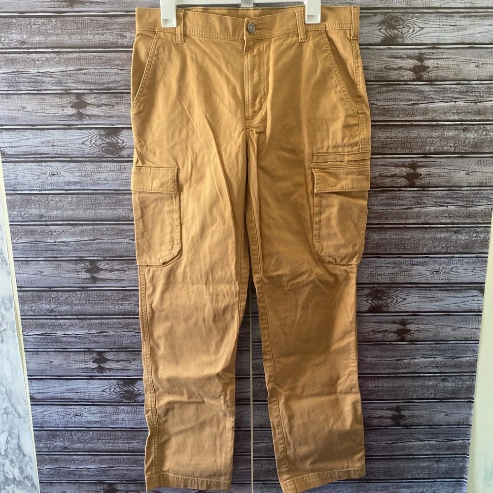 LL‎ Bean Men's BeanFlex Standard Fit Cargo Pants Size 32 x 32 Tan Pockets Logo